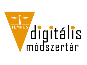 Digitális Módszertár logója a digitális módszertár felirattal és Tempus Közalapítvány logóval grafikai elemekkel
